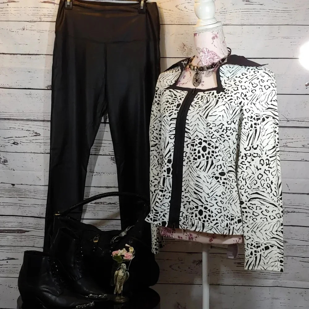 Women's pants and long sleeve top outfit